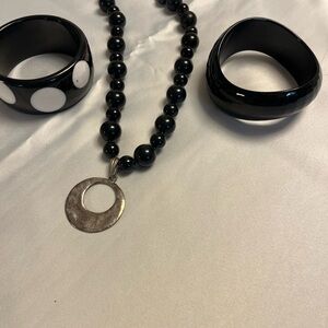 3 for $25. Black and Silver Beaded Necklace with Pendant
